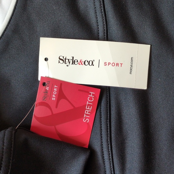 NWT Style & Co Sport Black And White Zip Up Jacket Size Large - Picture 3 of 5